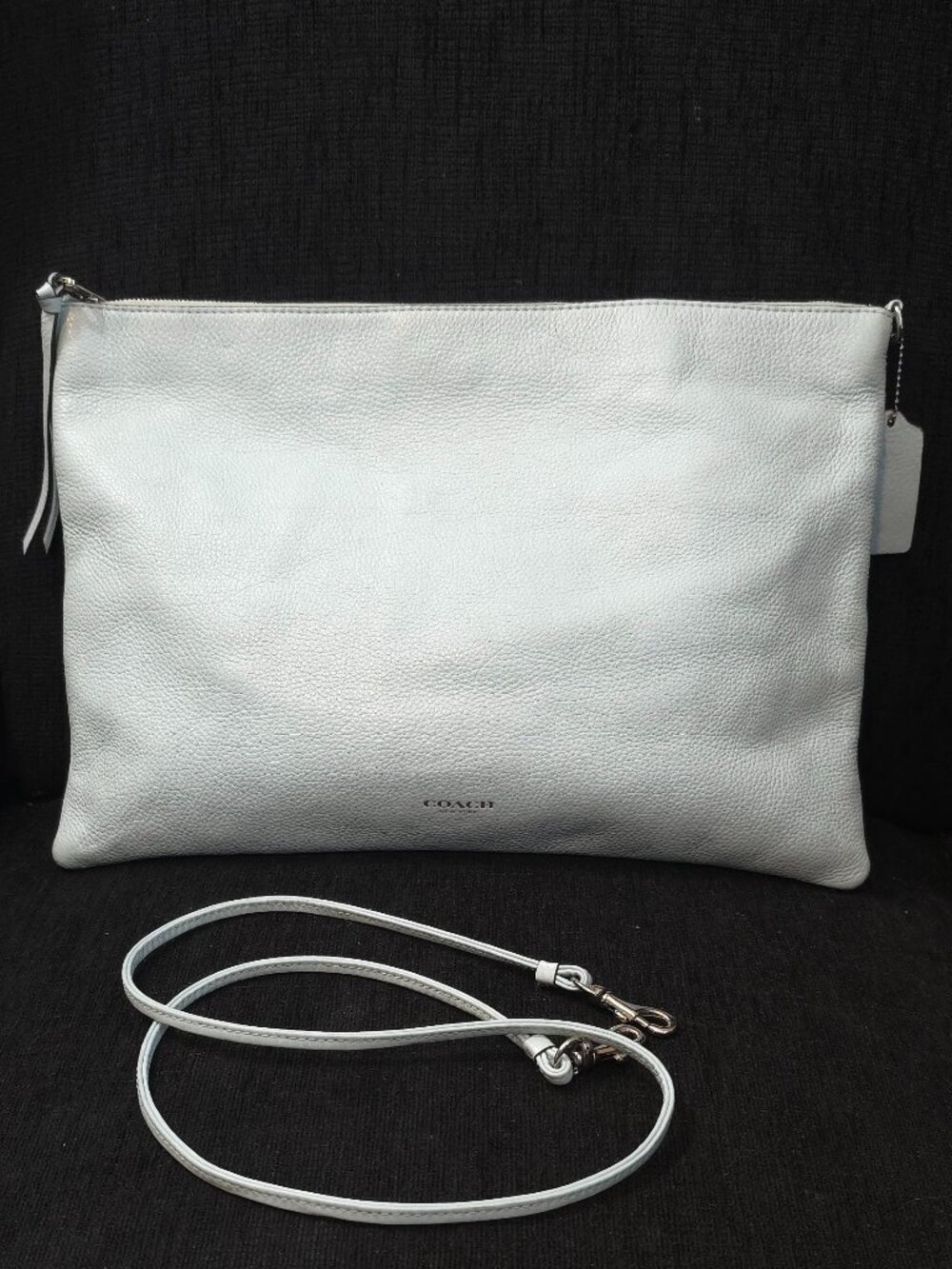 COACH Bleecker Daily Light Blue Leather Shoulder Bag